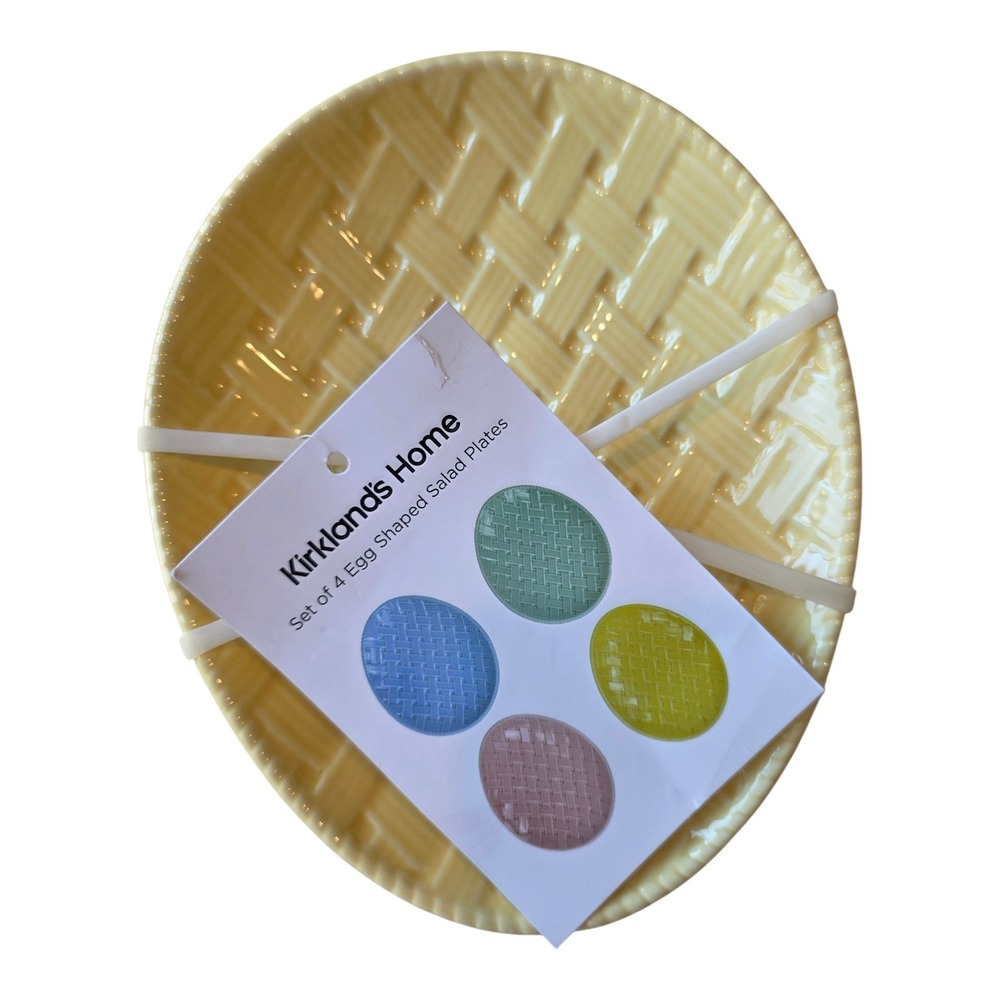 Kirkland's Home Set Of 4 Egg Shaped Salad Plates Easter